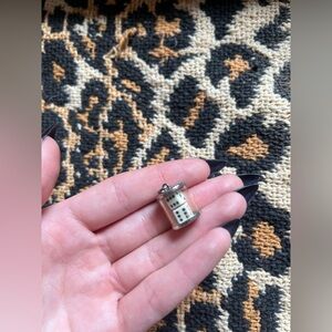Vintage Silver Domino Charm Pendant in White and Black